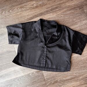 Black Satin Women's Top